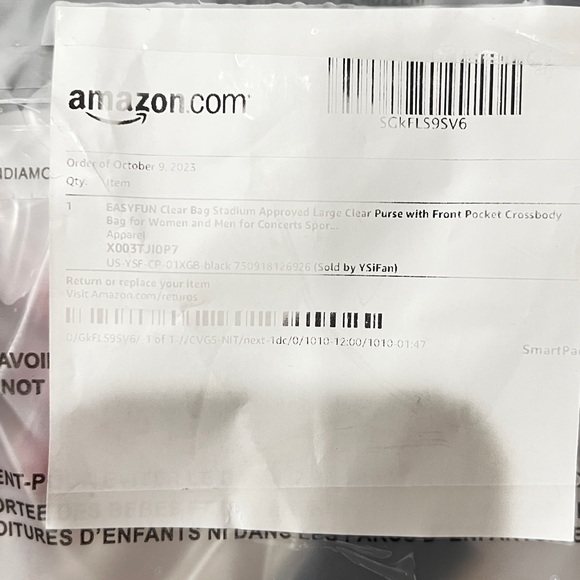 CLEAR ~”STADIUM APPROVED” Crossbody Bag/Purse w/Black Trim & Pocket. 🚩NEW - Picture 9 of 10